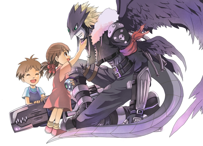 :d, ^_^, ai_(digimon_tamers), arm_cannon, beelzebumon, black_wings, blonde_hair, boots