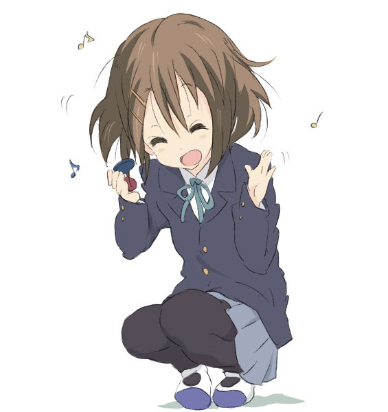 1girl, brown_hair, castanets, closed_eyes, core_(mayomayo), hirasawa_yui, instrument, k-on!