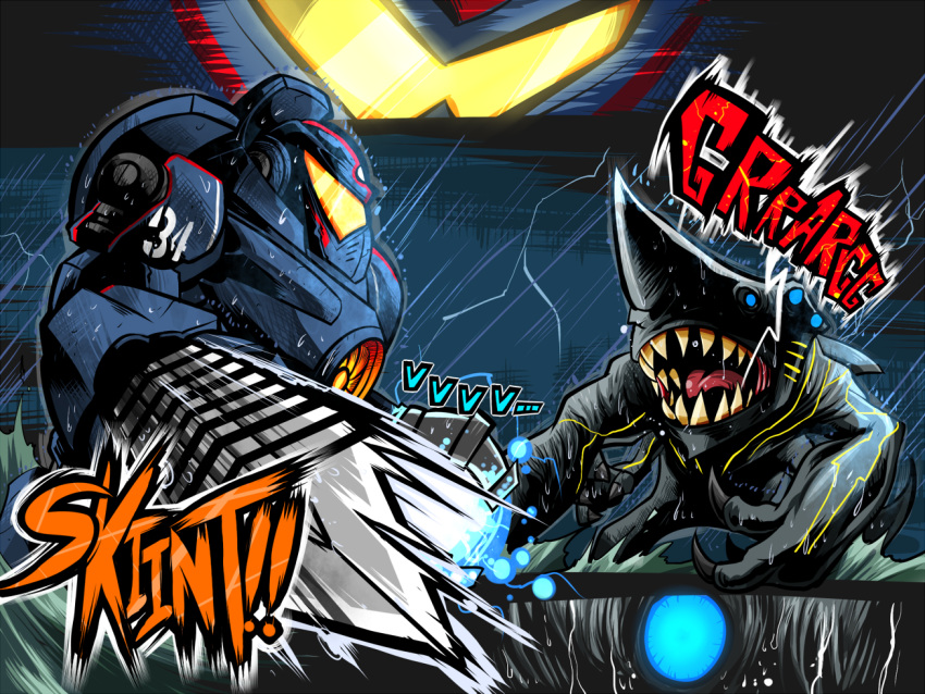 arm_blade, gipsy_danger, kaijuu, knifehead, mecha, monster, no_humans, pacific_rim