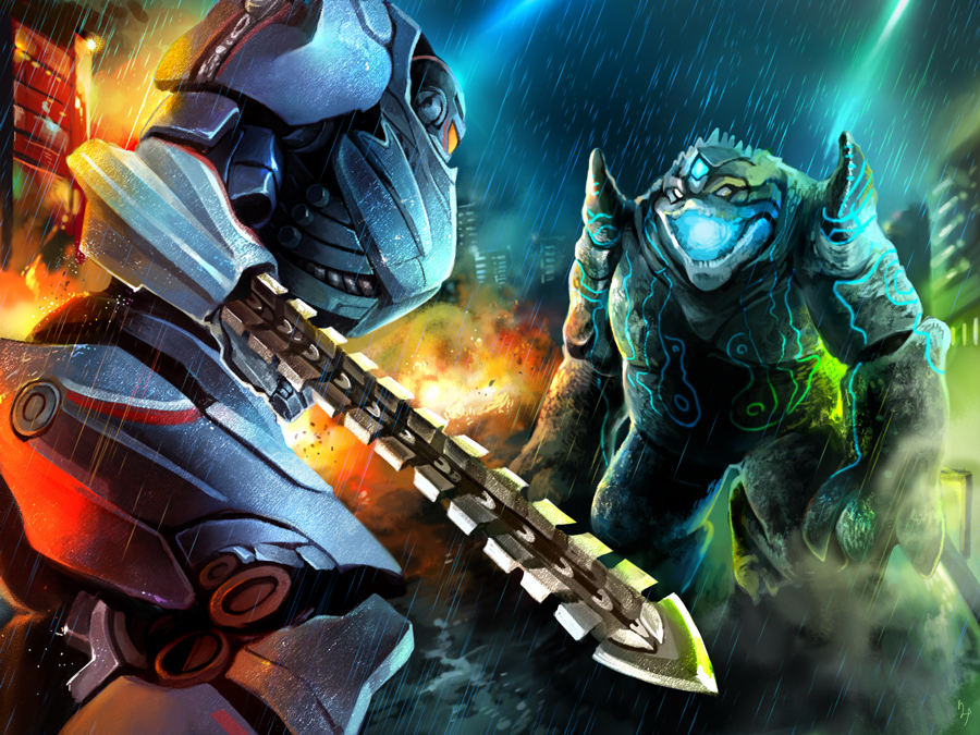 battle, city, damaged, explosion, gipsy_danger, kaijuu, leatherback, mecha