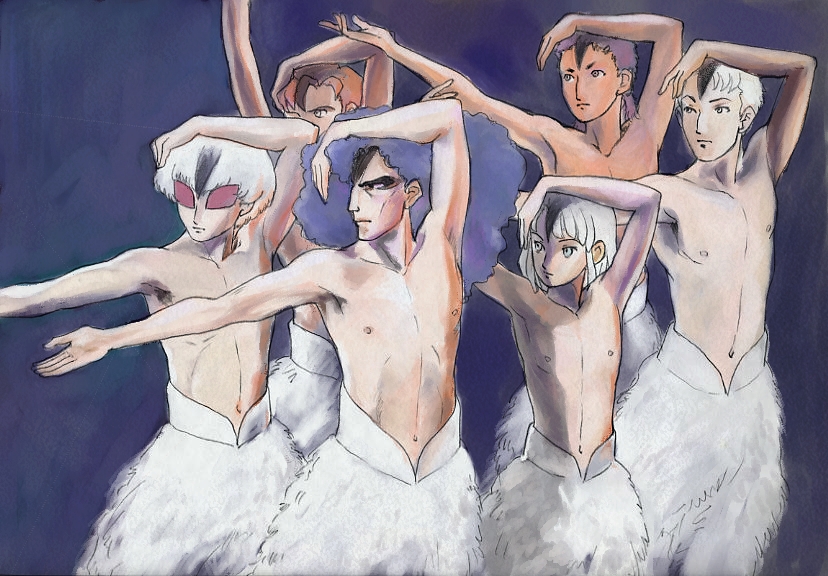 6boys, fabulous, faux_traditional_media, gundam, gym_ghingnham, hands, harry_ord, joseph_yaht, keith_laijie, laura22, loran_cehack, male, manly, parody, swan_lake, turn_a_gundam