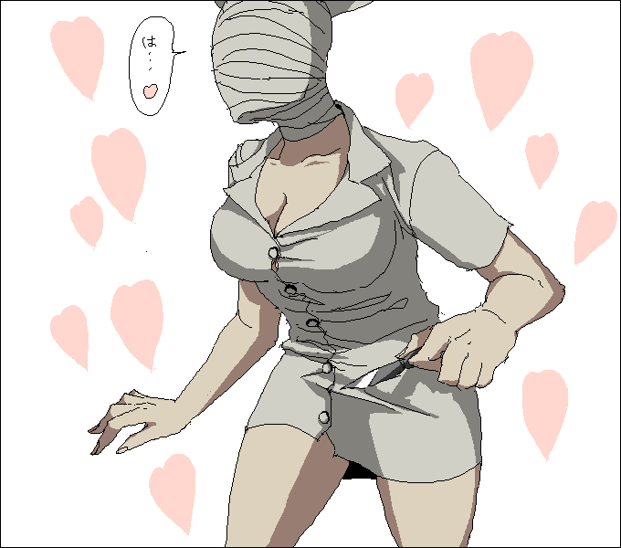 bandage, bandages, breasts, bubble_head_nurse, cleavage, hat, knife, nurse