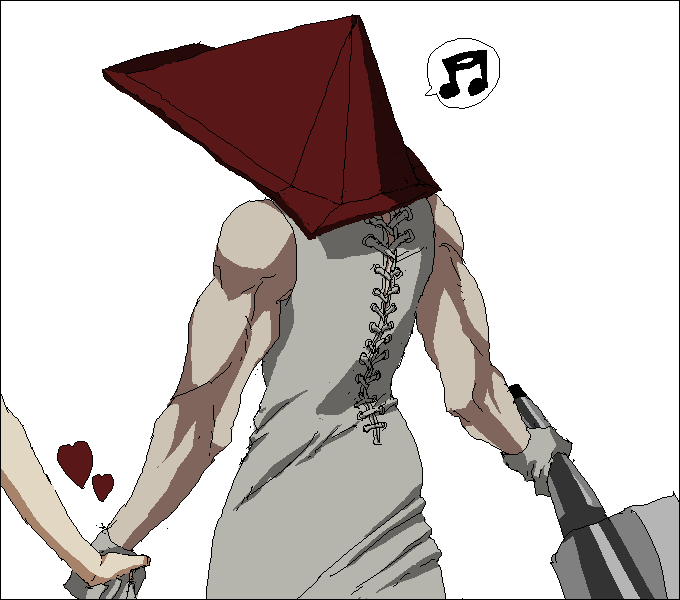 cleaver, gloves, hand_holding, heart, helmet, holding_hands, knife, musical_note