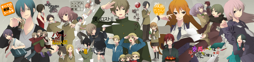 6+boys, 6+girls, everyone, hero_(pixiv), highres, long_image, multiple_boys, multiple_girls