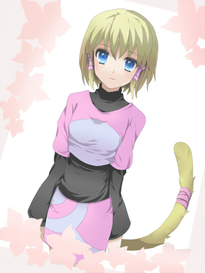 arms_behind_back, blonde_hair, blue_eyes, final_fantasy, final_fantasy_ix, mikoto_(ffix), rate_(pixiv), short_hair, tail
