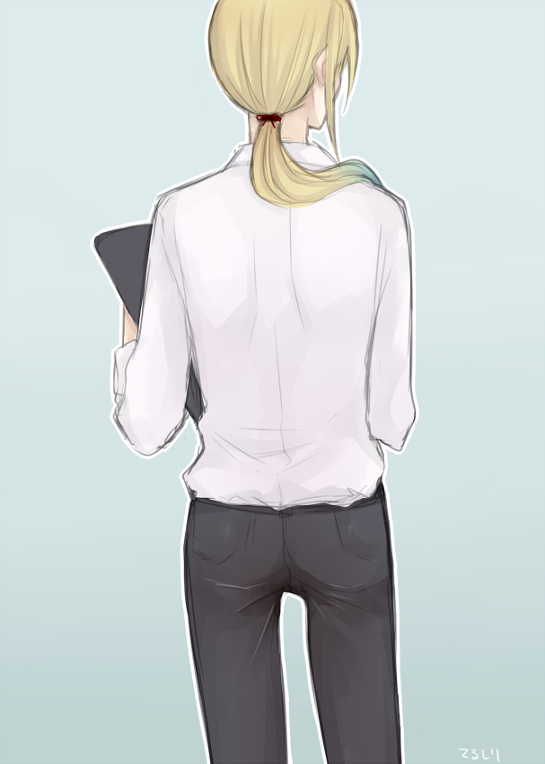 1boy, adult, afuro_terumi, ass, blonde_hair, from_behind, hinaame, inazuma_eleven