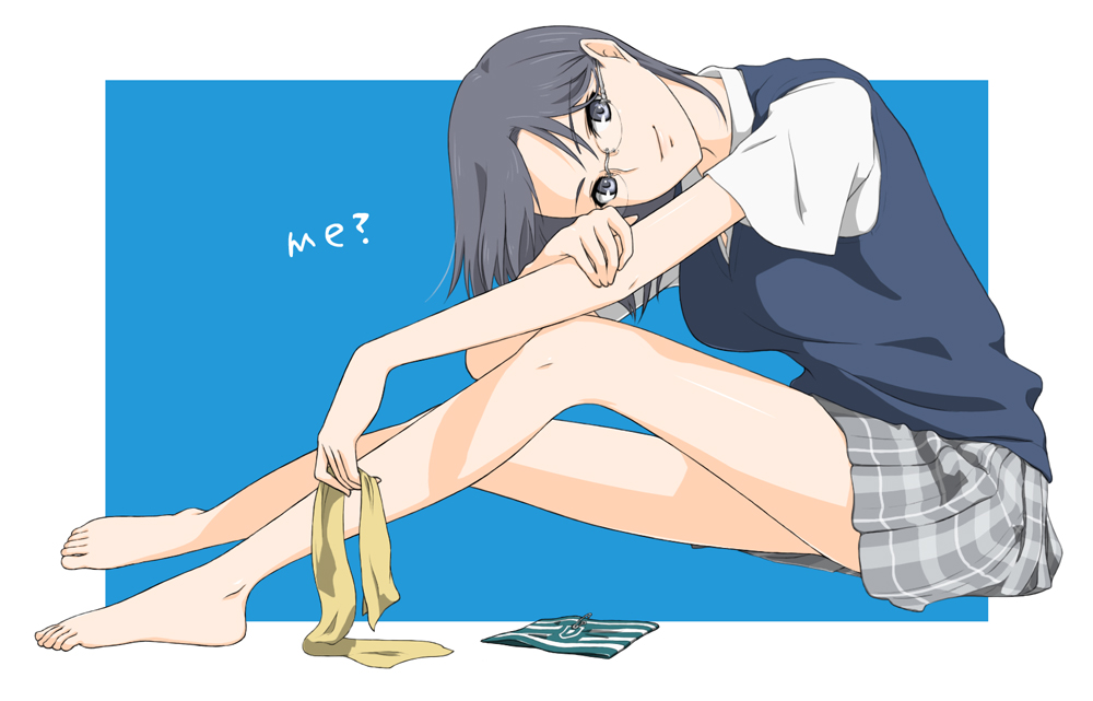 barefoot, black_eyes, black_hair, feet, glasses, hands, konori_mii, long_hair