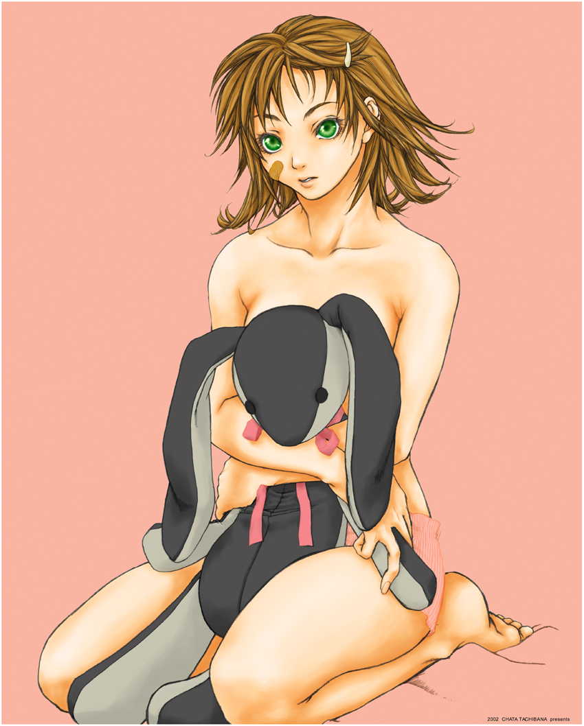 bandaid, brown_hair, final_fantasy, final_fantasy_viii, green_eyes, long_hair, panties, selphie_tilmitt