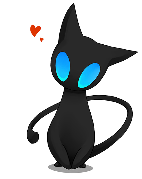 black_cat, blue_eyes, cat, cross_akiha, dragon_nest, heart, looking_at_viewer, no_humans