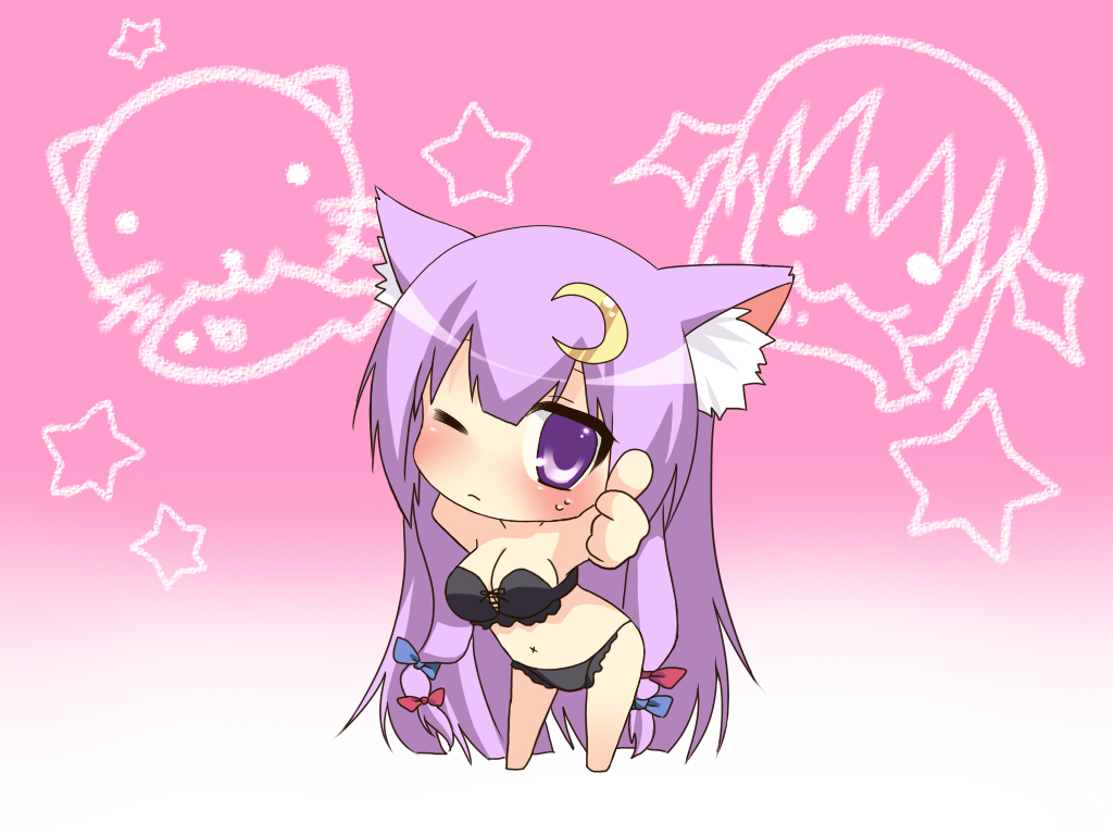 1girl, animal_ears, black_bra, black_panties, blush, bra, breasts, buri_hamachi