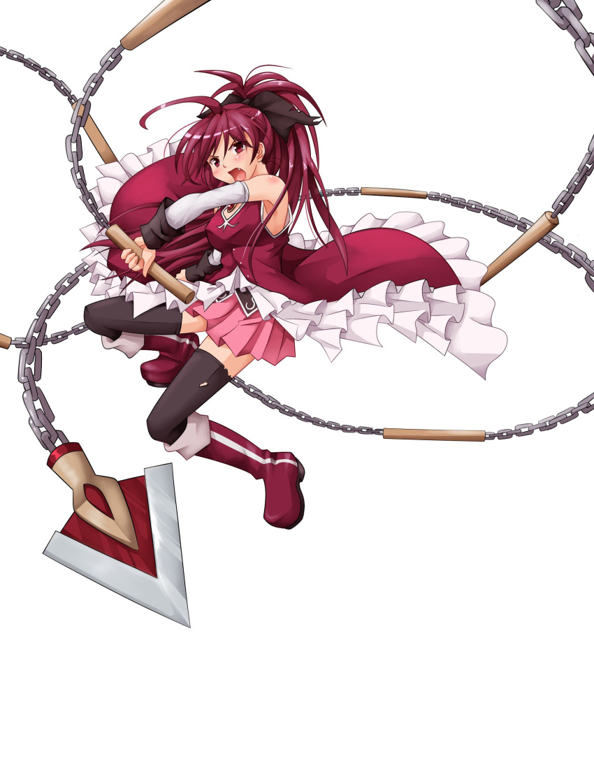 1girl, absurdres, alest_lusia, antenna_hair, armpits, black_legwear, boots, bow