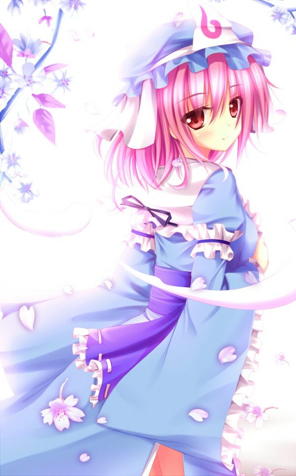 1girl, angel_koman, armband, hands_on_own_chest, hitodama, japanese_clothes, kimono, leaf