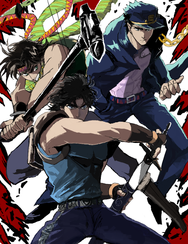 3boys, boots, drawr, family, hat, headband, jojo_no_kimyou_na_bouken, jonathan_joestar