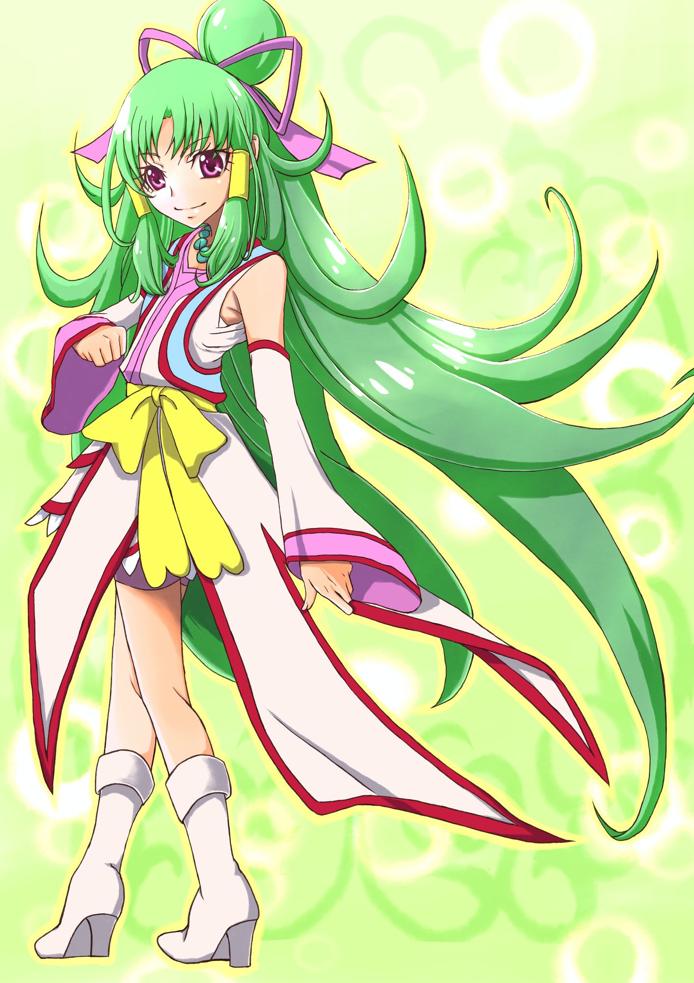 1girl, amawa_kazuhiro, bike_shorts, boots, chinese_clothes, cure_empress, detached_sleeves, dokidoki!_precure