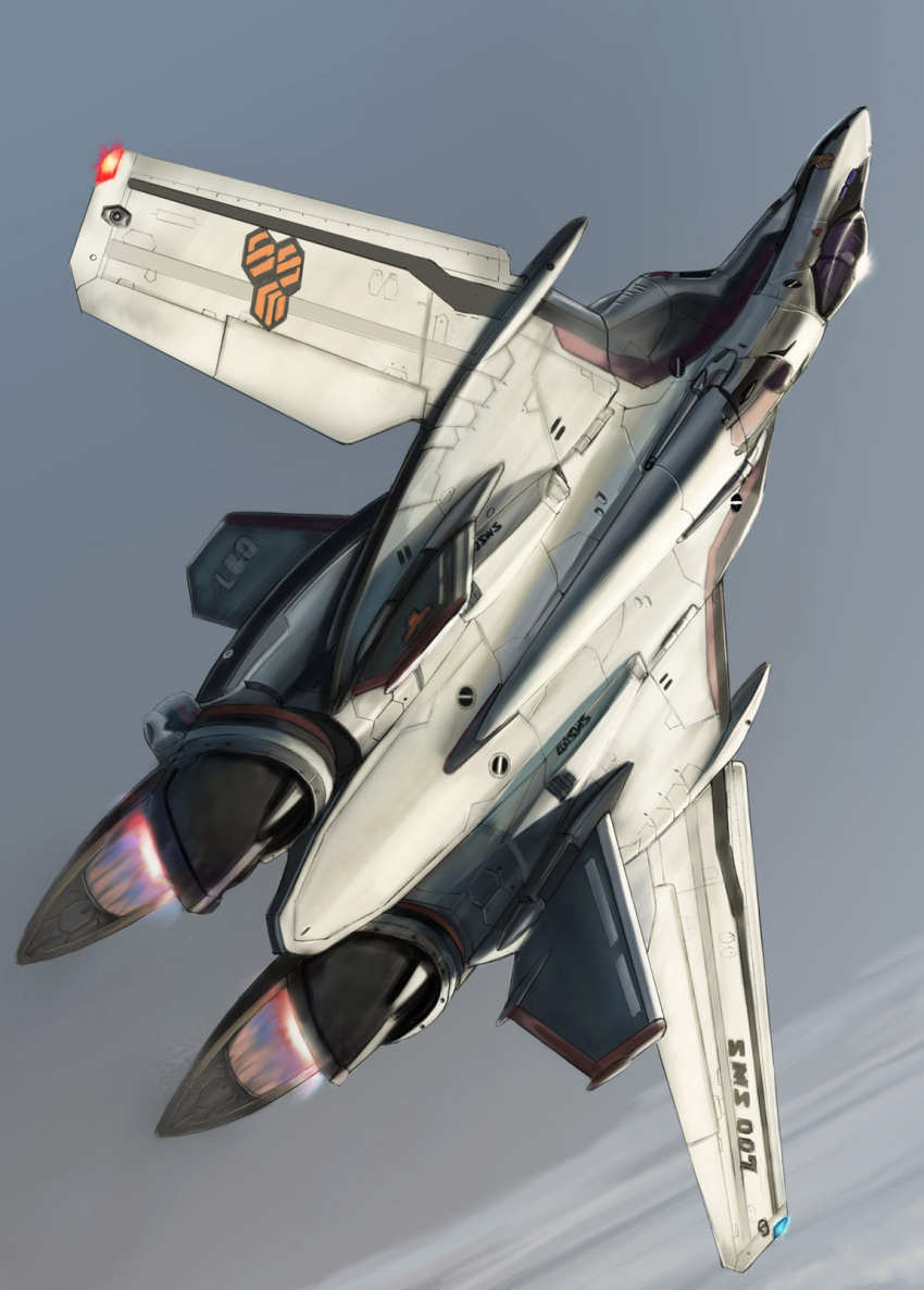 flying, highres, jet, macross, macross_frontier, mecha, mimura_kaoru, saotome_alto