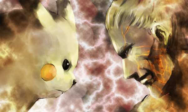 battle, crossover, electricity, metal_gear_solid, pikachu, pokemon, volgin