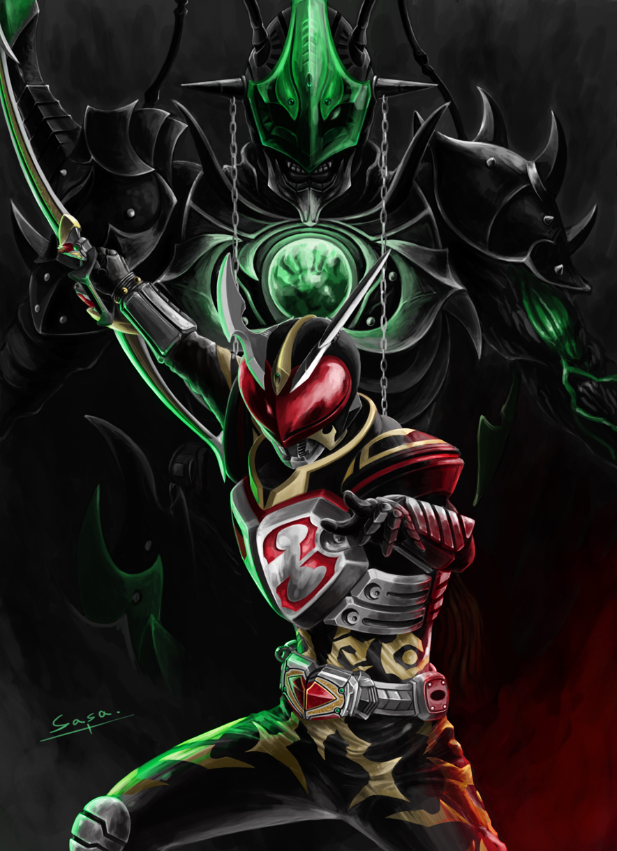 antenna, belt, bow_(weapon), dead_pepper, highres, joker_(blade), kamen_rider, kamen_rider_blade_(series)