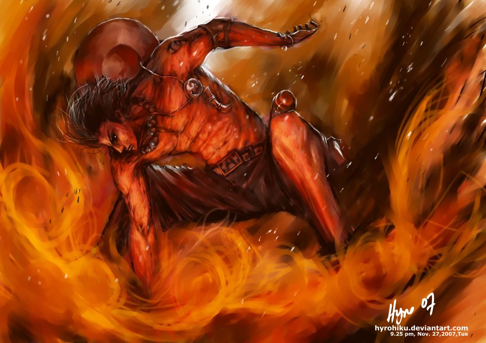 black_hair, fire, hat, hyrohiku, one_piece, portgas_d_ace, tattoo