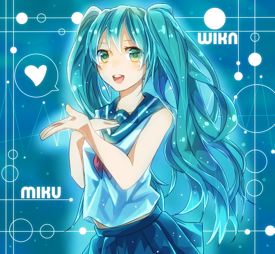 1girl, aqua_hair, character_name, green_eyes, hatsune_miku, long_hair, morisata, open_mouth