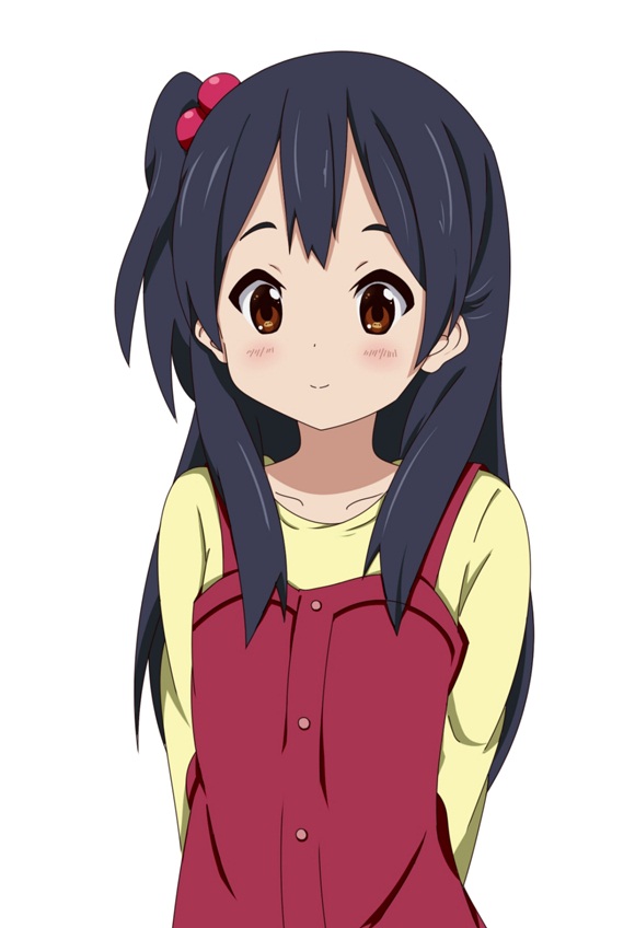 1girl, black_hair, brown_eyes, hair_bobbles, hair_ornament, hamaru01, kitashirakawa_anko, long_hair