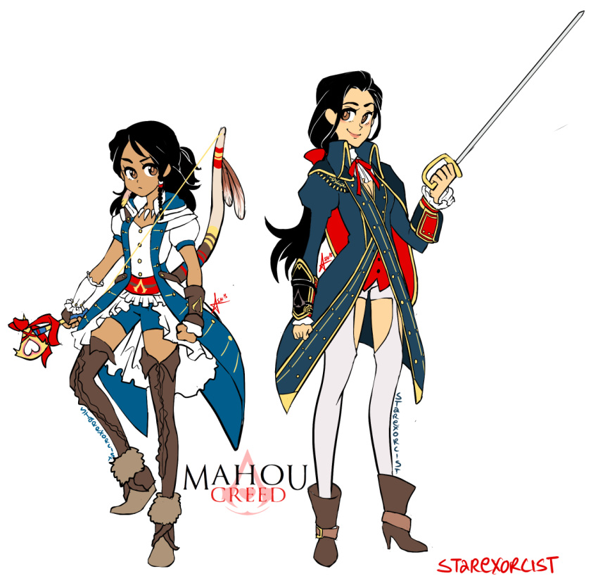 2013, artist_name, ashley_swaby, assassin's_creed_iii, black_hair, boots, breasts, brown_eyes