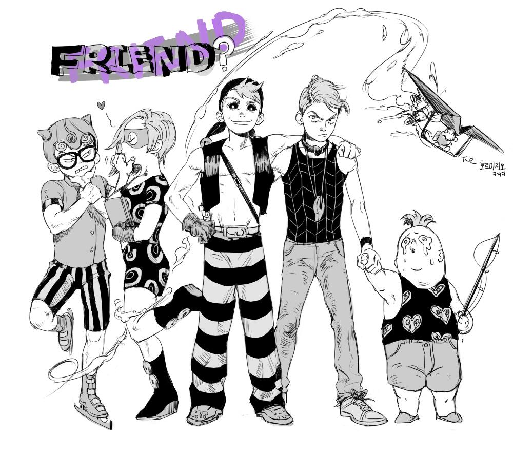 5boys, beach_boy_(stand), child, fishing_rod, ghiaccio, glasses, hang_gliding, jewelry