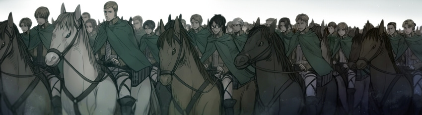 auruo_bossard, erd_gin, erwin_smith, gunter_shulz, hanji_zoe, highres, levi_(shingeki_no_kyojin), mike_zakarius