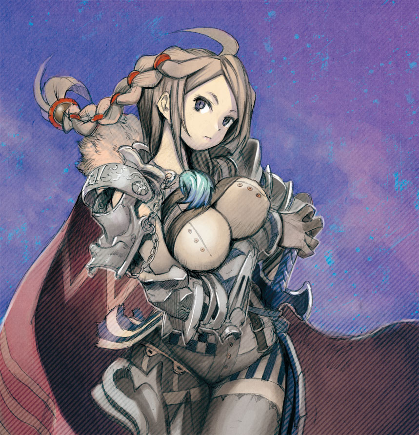 braid, brown_hair, cape, chain, chains, kodama_yuuki, long_hair, original
