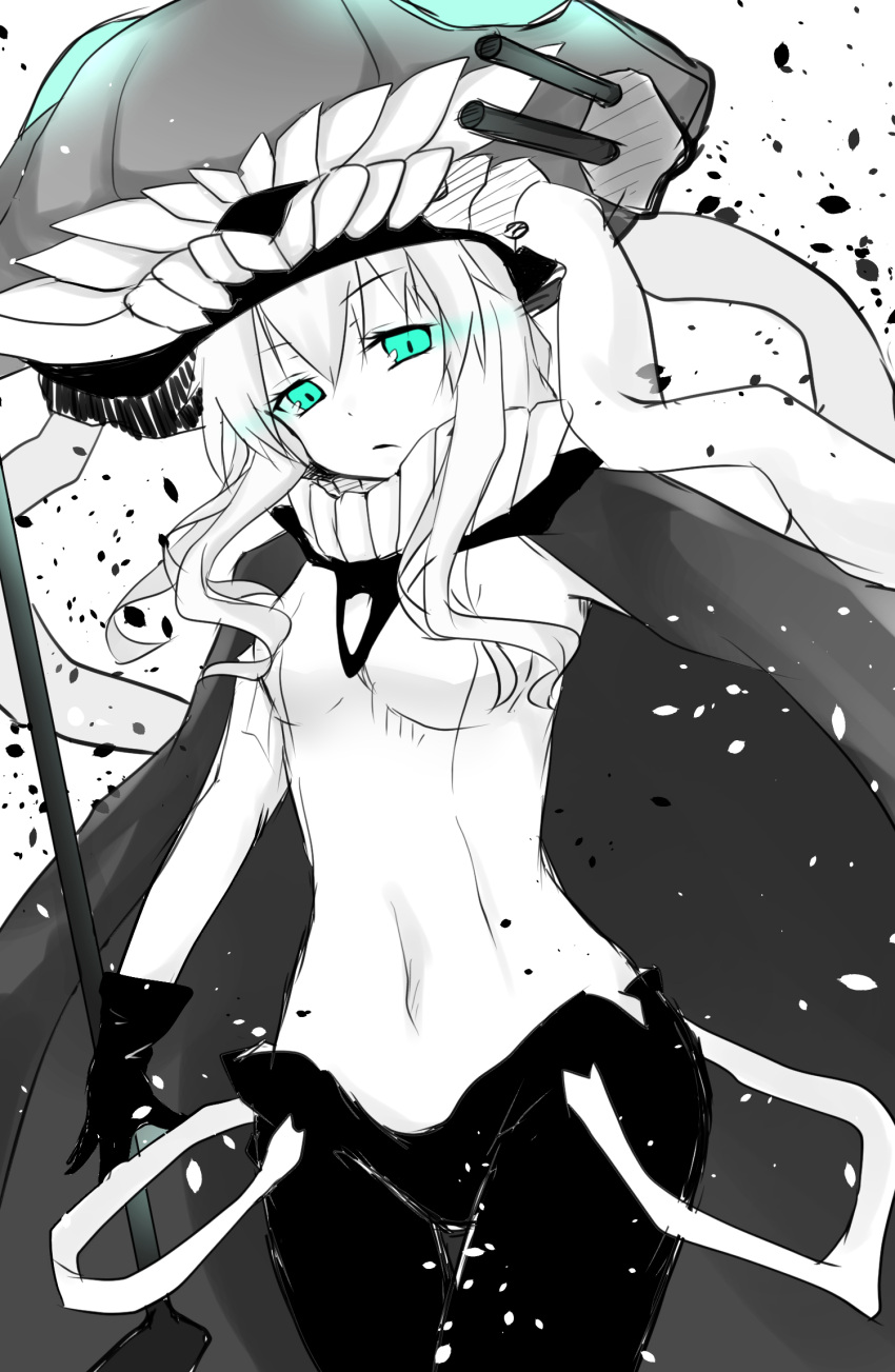 1girl, gloves, glowing, glowing_eyes, highres, kantai_collection, long_hair, looking_at_viewer