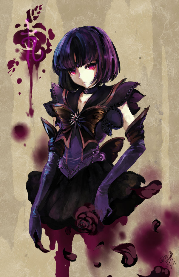 1girl, 2013, alternate_eye_color, bishoujo_senshi_sailor_moon, black_hair, black_rose, bow, brooch