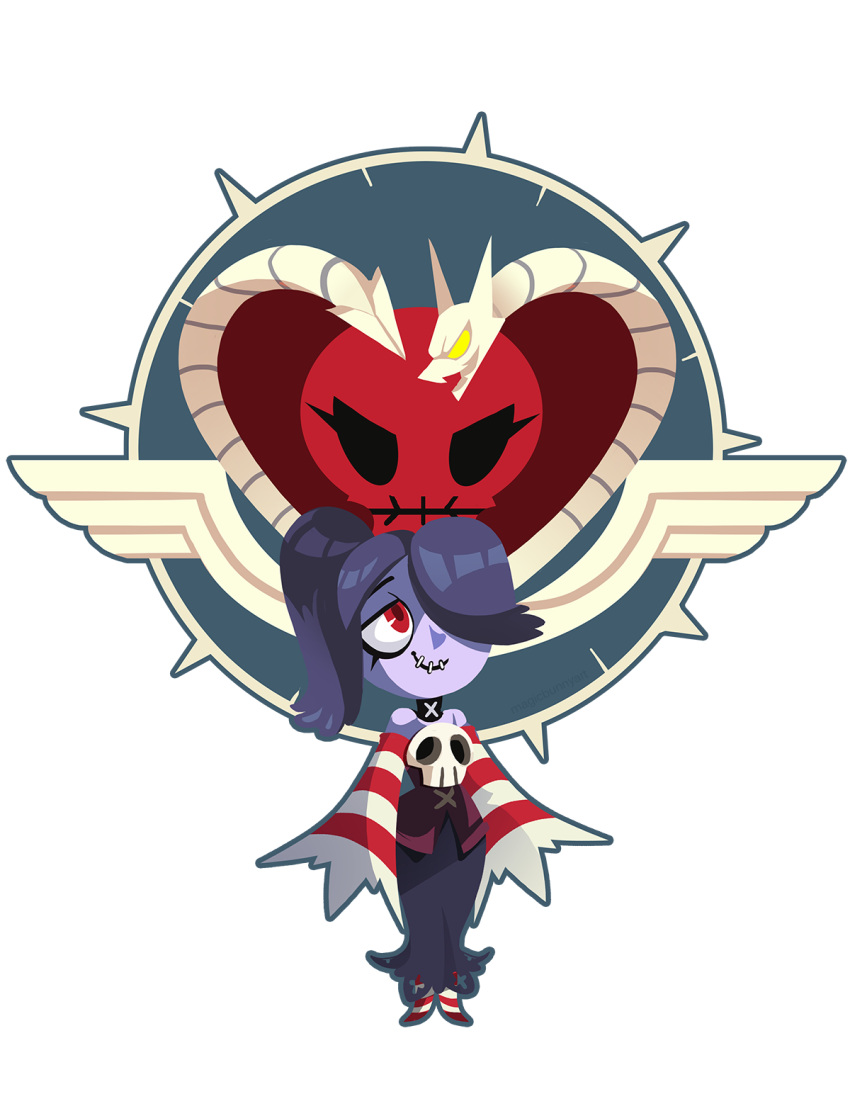 1girl, bare_shoulders, blue_hair, blue_skin, detached_sleeves, hair_over_one_eye, highres, leviathan_(skullgirls)