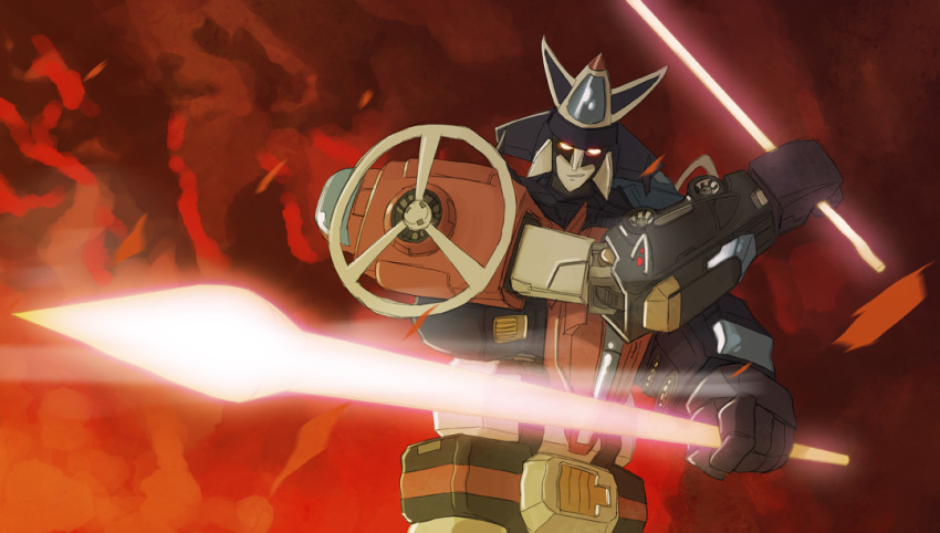 dairugger_xv_(mecha), energy_lance, energy_sword, kikou_kantai_dairugger_xv, mecha, science_fiction, smoke, sword
