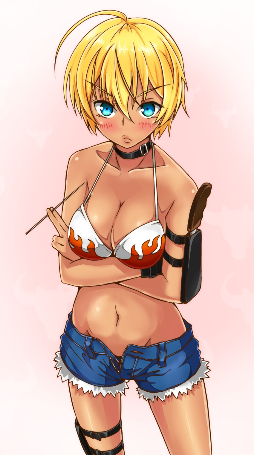 1girl, ahoge, ameyoshi, arm_strap, bare_shoulders, bikini, bikini_top, black_panties
