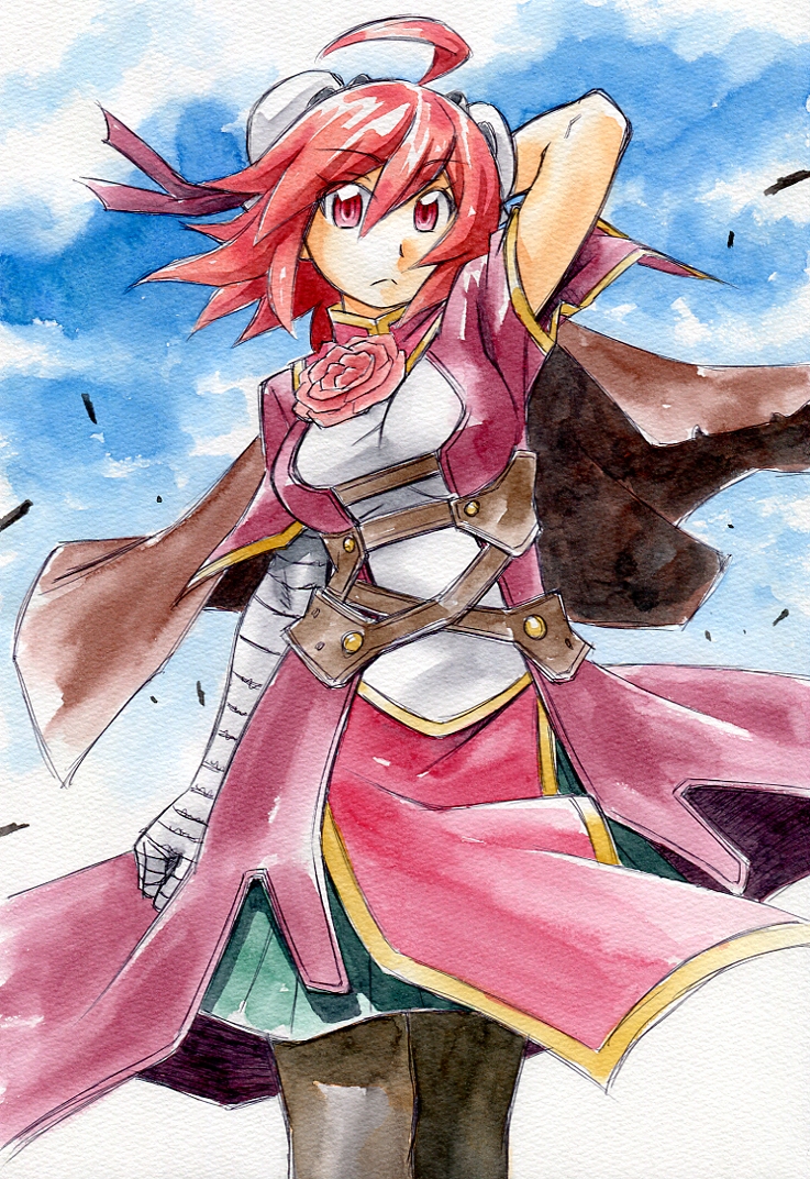 ahoge, alternate_costume, cape, ibaraki_kasen, kawachi_koorogi, solo, touhou, traditional_media