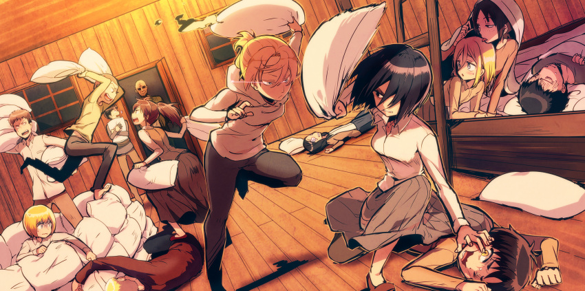/\/\/\, 6+boys, 6+girls, @_@, annie_leonhardt, armin_arlert, bald, barefoot