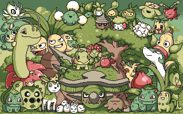 bellossom, budew, bulbasaur, cacnea, celebi, cherubi, chikorita, clouds