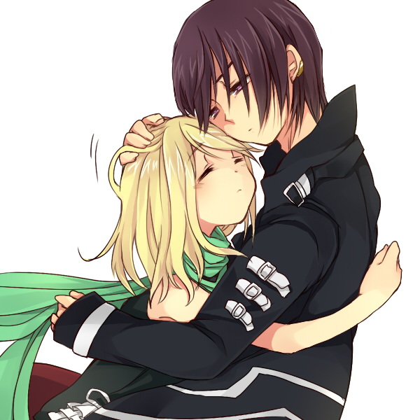 1boy, 1girl, blonde_hair, closed_eyes, hoshihuri, hug, kijima_night, lau_fei_zhui