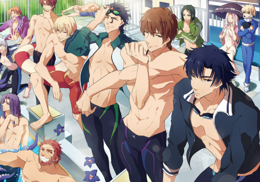2girls, 6+boys, berserker_(fate/zero), caster_(fate/zero), emiya_kiritsugu, everyone, fate/zero, fate_(series)
