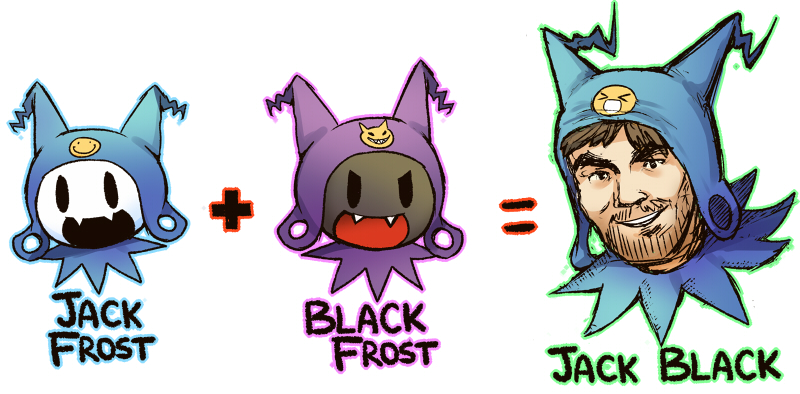 3boys, atlus, black_frost, hat, human, jack_black, jack_frost, kataro