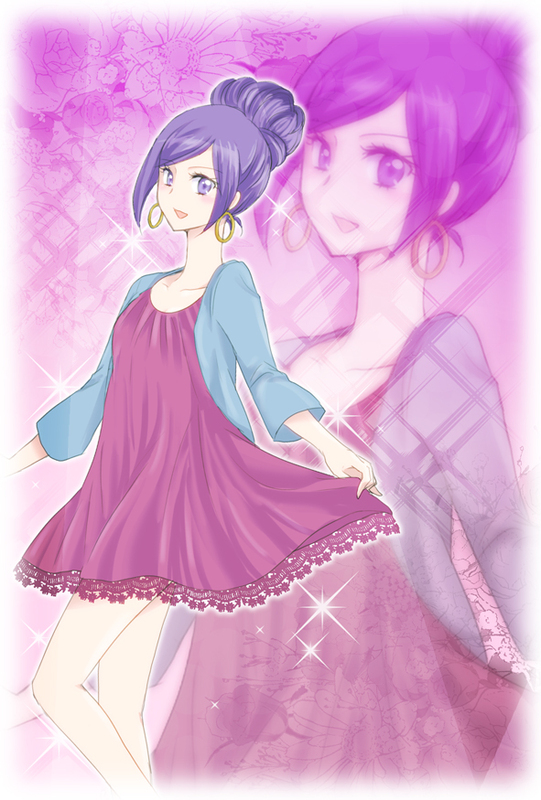 1girl, :d, alternate_hairstyle, aono_miki, bare_legs, blush, dress, earrings