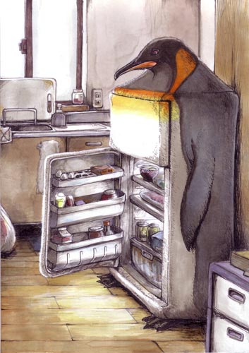 bird, freezer, lowres, mugi_asaki, penguin, traditional_media