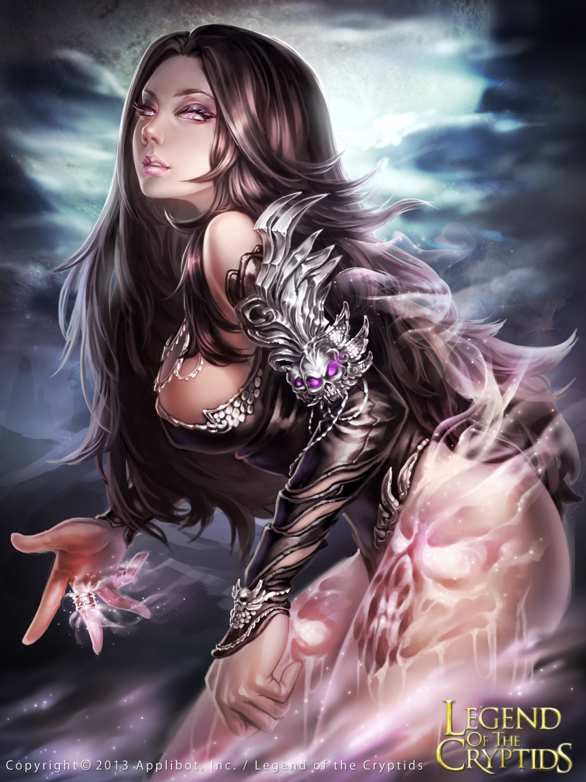 absurdres, armor, breasts, brown_hair, glowing, glowing_eyes, highres, jewelry
