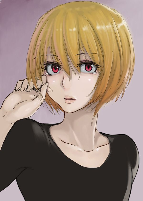 1boy, ao_madou_ko, blonde_hair, face, hunter_x_hunter, kurapika, lips, red_eyes