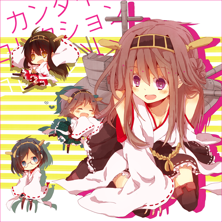 4girls, bare_shoulders, black_hair, black_legwear, blue_eyes, blush, boots, brown_hair