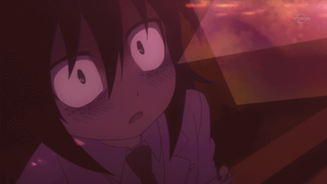 1girl, animated, animated_gif, bags_under_eyes, balloon, black_hair, blazer, costume
