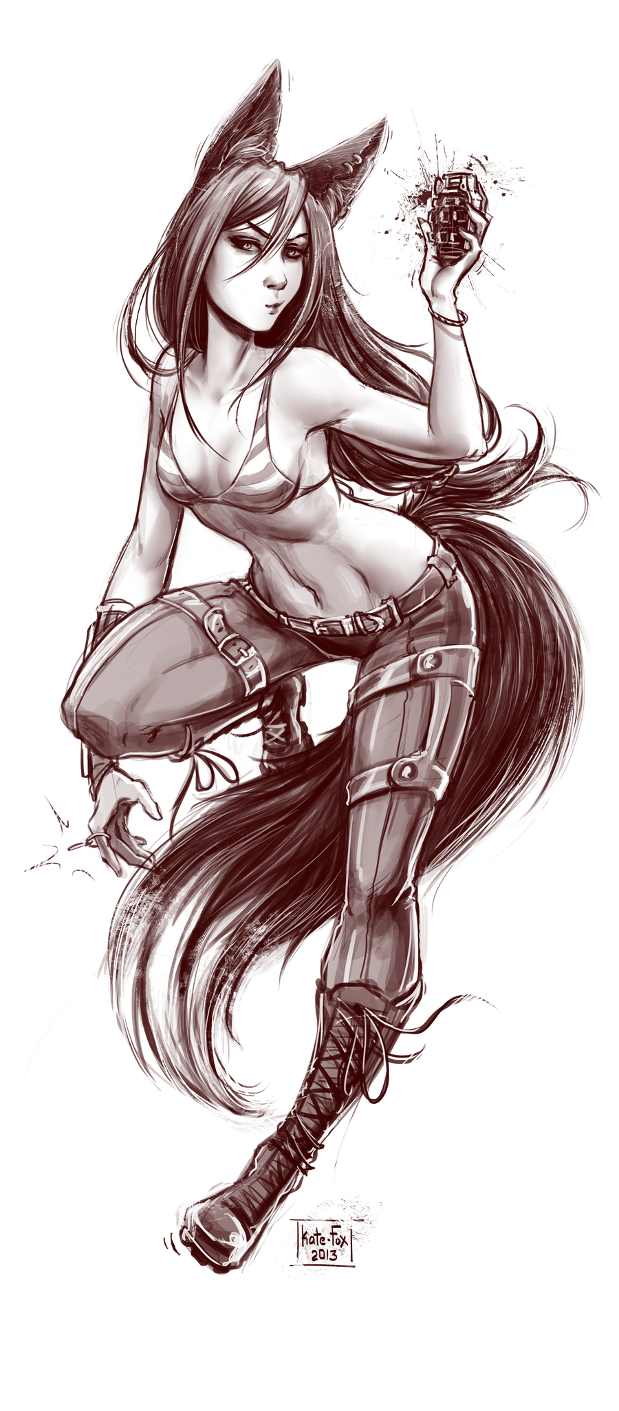 /\/\/\, 1girl, 2013, animal_ears, belt, bikini, bikini_top, boots
