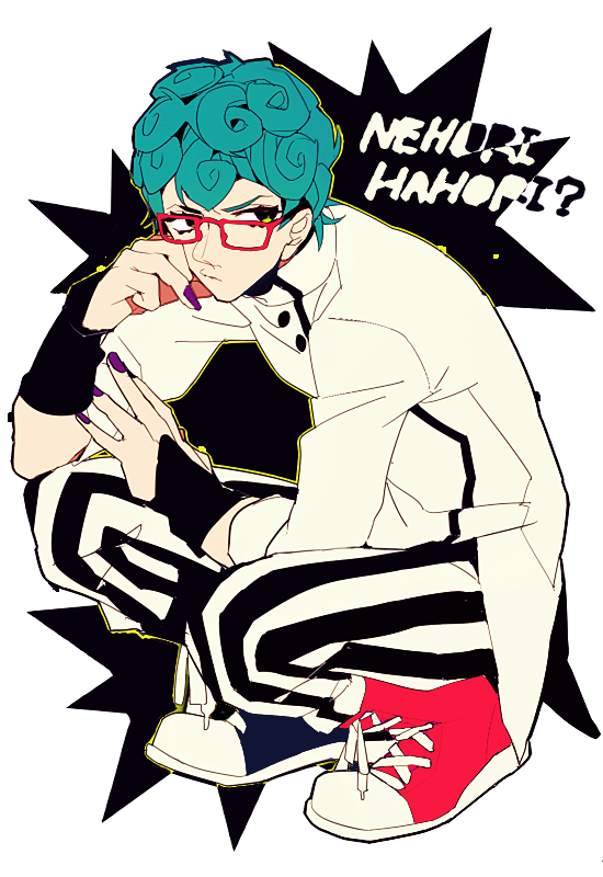 1boy, annoyed, aqua_hair, eyelashes, ghiaccio, glasses, hand_on_own_face, jacket