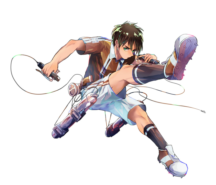 1boy, brown_hair, cleats, eren_jaeger, green_eyes, highres, ootsuya, shingeki_no_kyojin