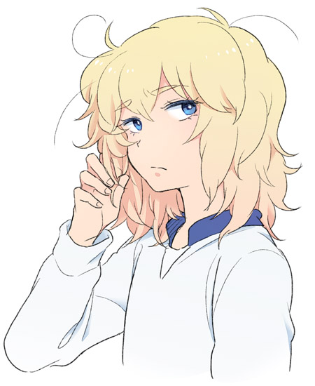 1boy, androgynous, blonde_hair, blue_eyes, danball_senki, danball_senki_wars, hoshihara_hikaru, male