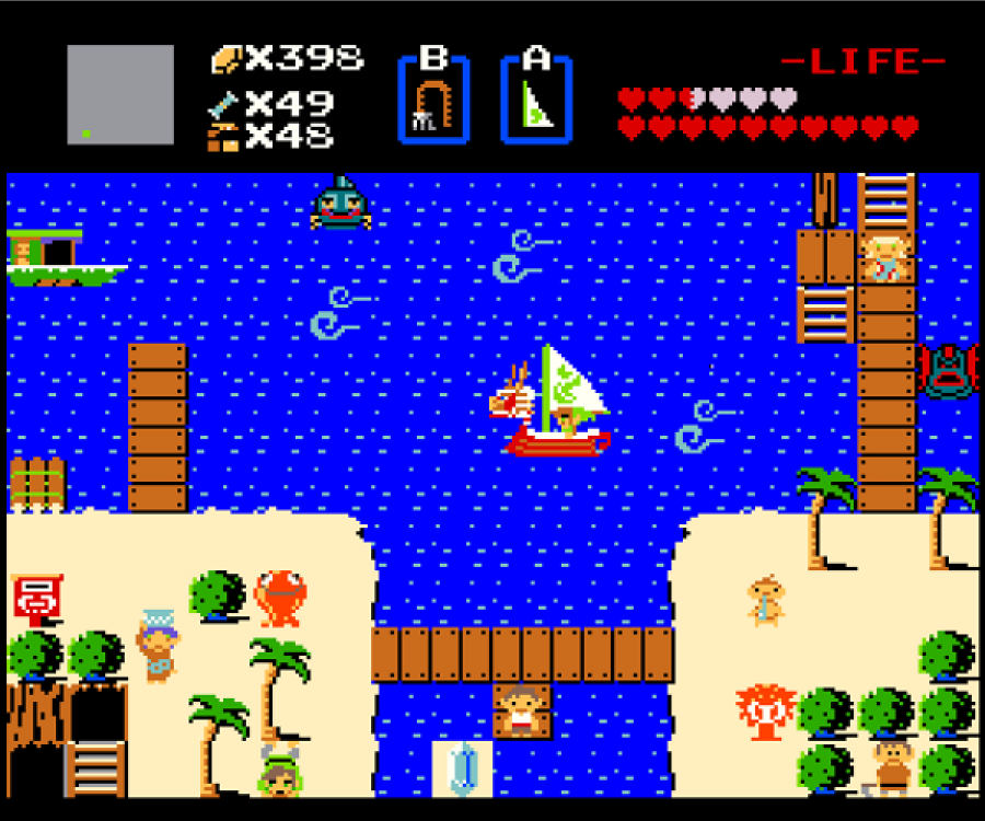 abe, aryll, balancing_on_head, beedle, beetle, boat, bridge, chuchu